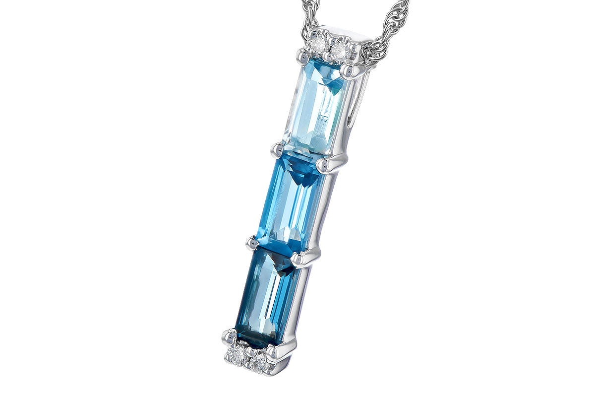 Allison Kaufman Blue Topaz & Diamond Necklace in 14K White Gold, 1.30 ctw, alternate view
