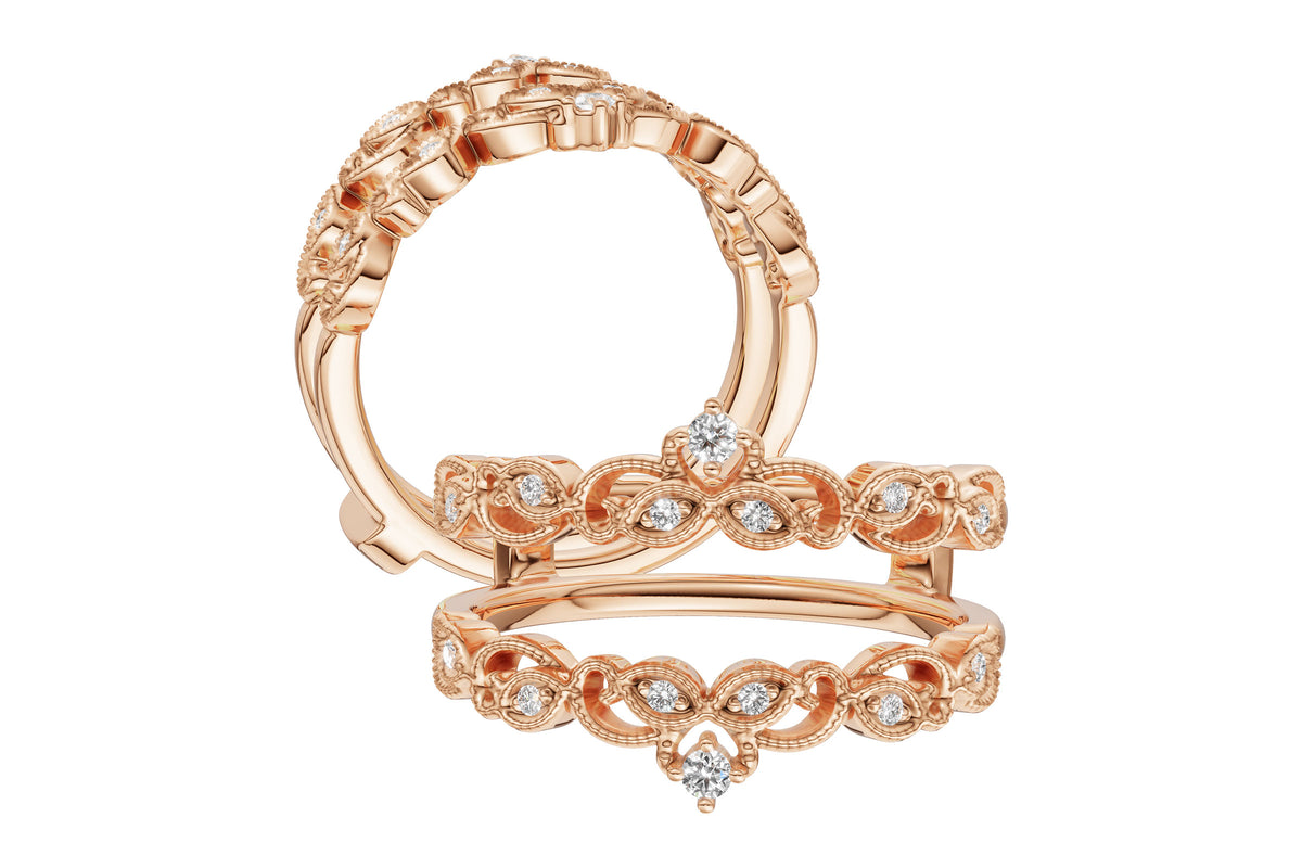 Allison Kaufman Diamond Ring Guard in 14K Rose Gold, 0.08 ctw, alternate view
