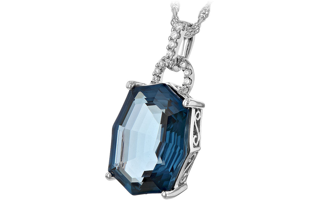 Allison Kaufman London Blue Topaz & Diamond Necklace in 14K White Gold, 11.85 ctw, alternate view