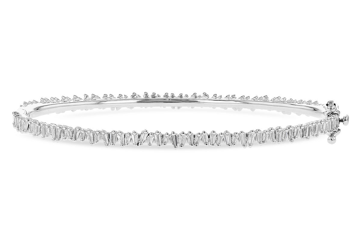 Allison Kaufman Baguette Diamond Bangle Bracelet in 14K White Gold, 0.75 ctw