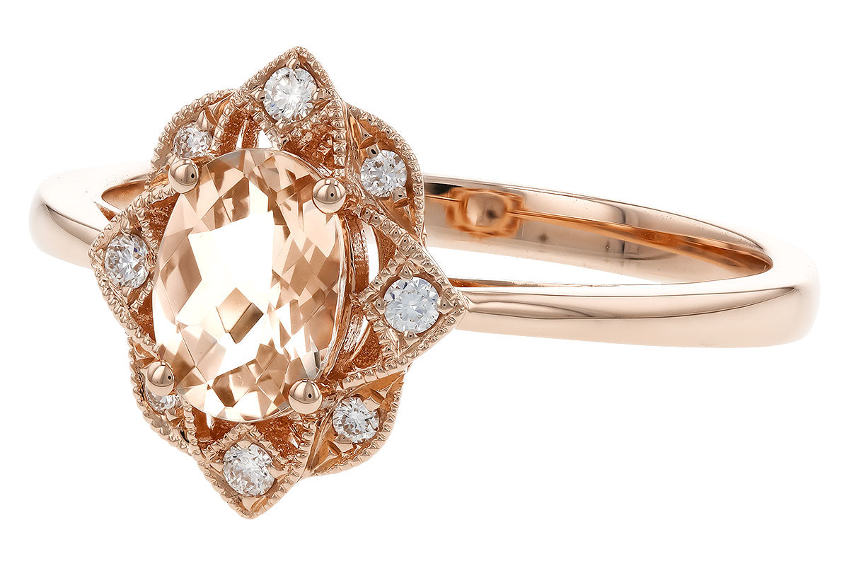 Allison Kaufman Morganite & Diamond Ring in 14K Rose Gold, 0.70 ctw, alternate view