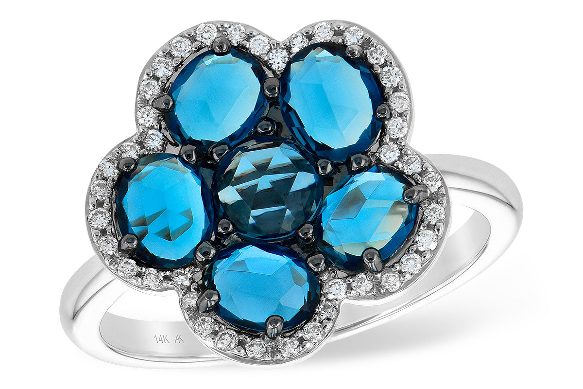 Allison Kaufman Blue Topaz & Diamond Ring in 14K White Gold, 1.97 ctw