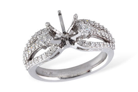 Allison Kaufman Diamond Engagement Ring Semi-Mount in 14K White Gold, 0.72 ctw (L7292)