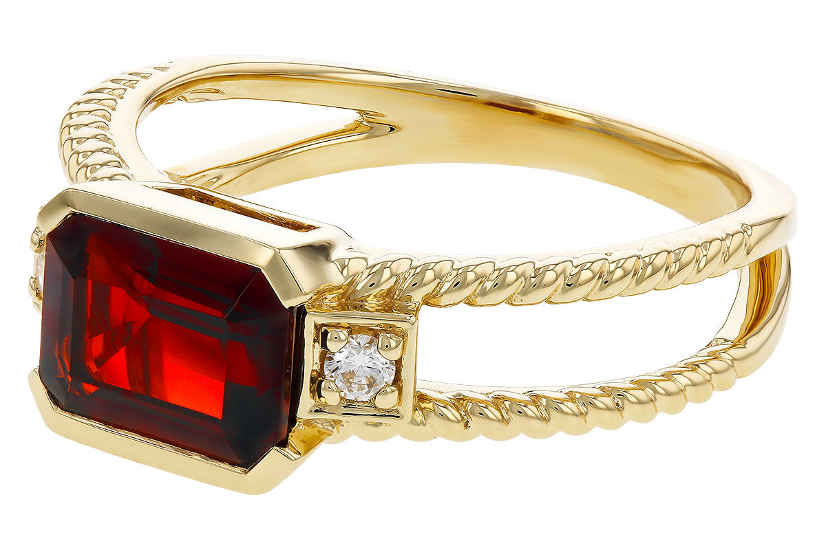 Allison Kaufman Garnet & Diamond Ring in 14K Yellow Gold, 1.80 ctw, alternate view