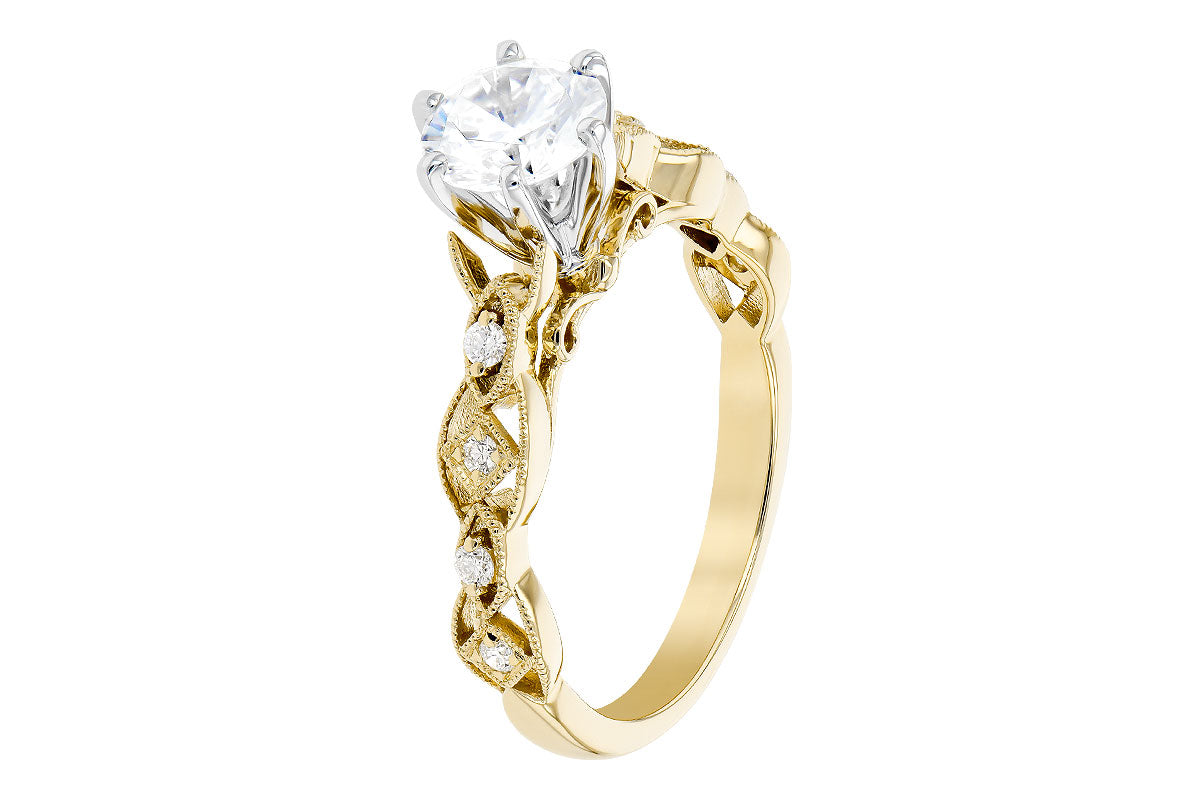 Allison Kaufman Diamond Engagement Ring Semi-Mount in 14K Yellow Gold, 0.12 ctw (L7744), alternate view