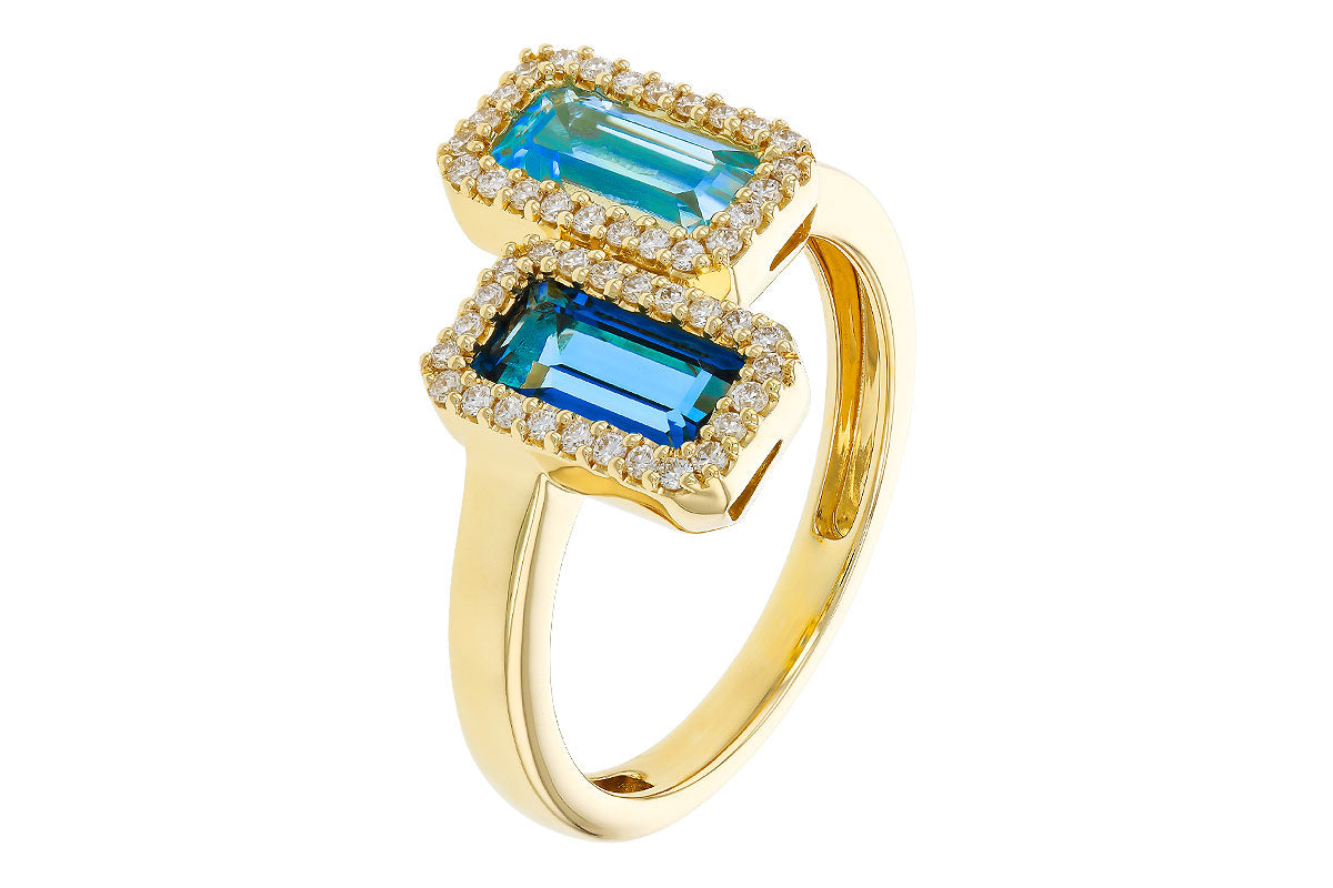 Allison Kaufman Blue Topaz & Diamond Ring in 14K Yellow Gold, 1.90 ctw, alternate view