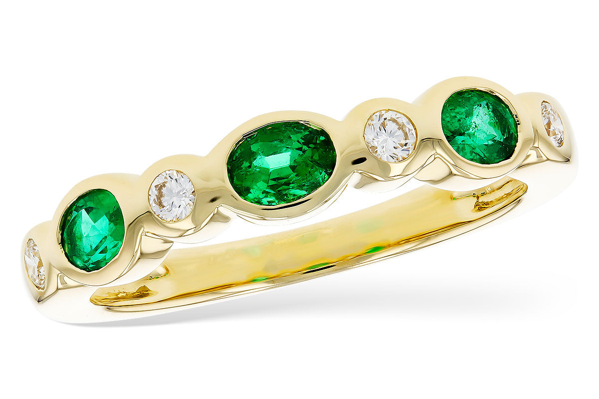 Allison Kaufman Emerald & Diamond Wedding Band in 14K Yellow Gold, 0.56 ctw