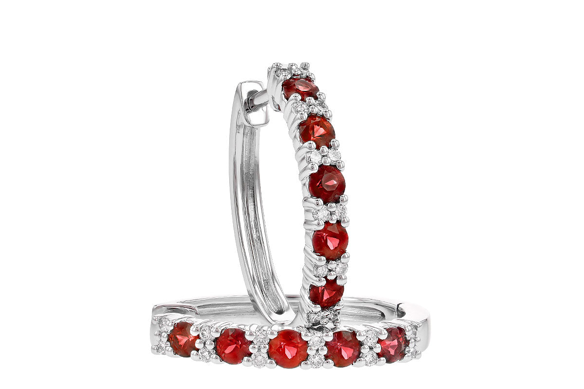 Allison Kaufman Ruby & Diamond Earrings in 14K White Gold, 1.08 ctw, alternate view