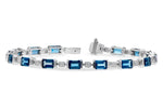 Allison Kaufman London Blue Topaz & Diamond Bracelet in 14K White Gold, 8.13 ctw
