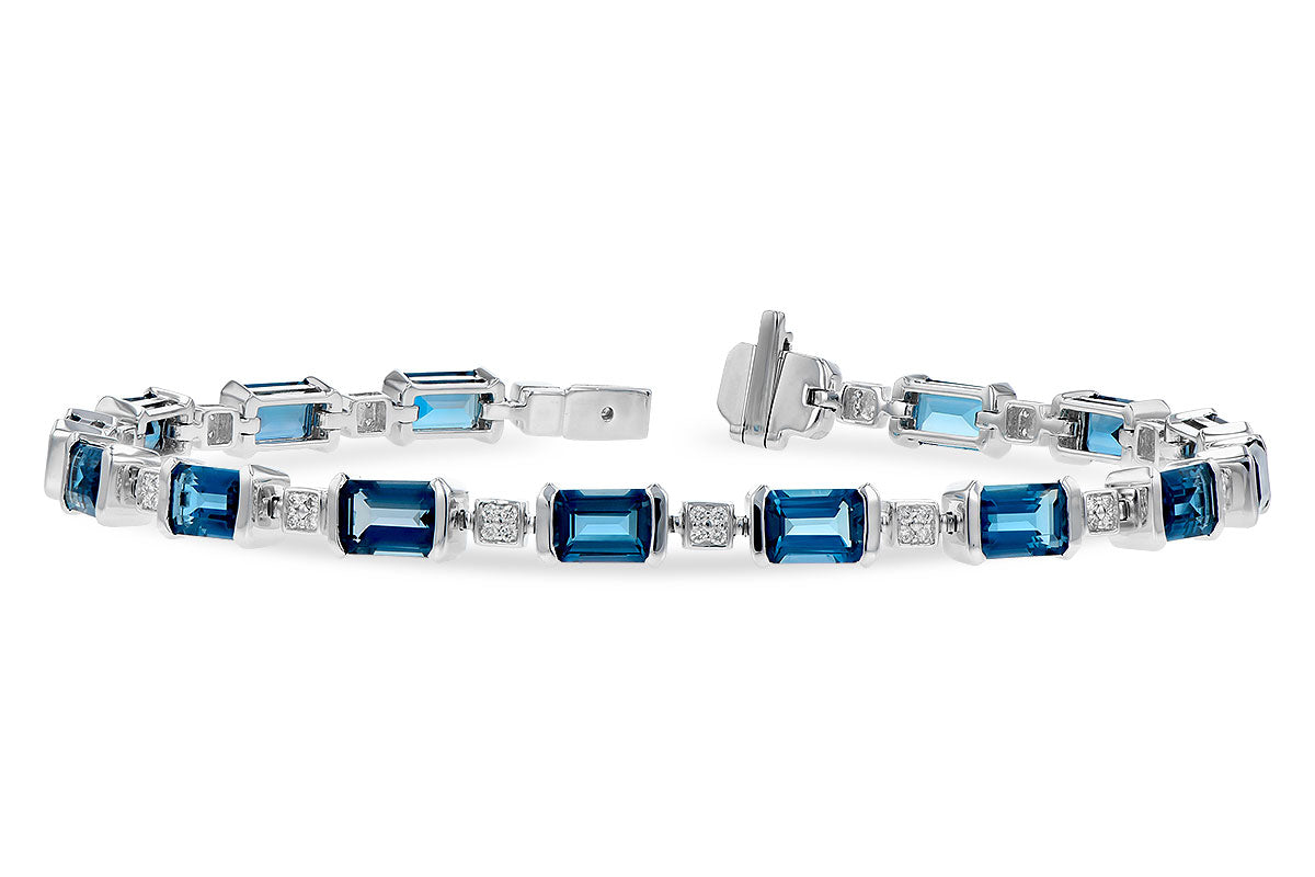 Allison Kaufman London Blue Topaz & Diamond Bracelet in 14K White Gold, 8.13 ctw