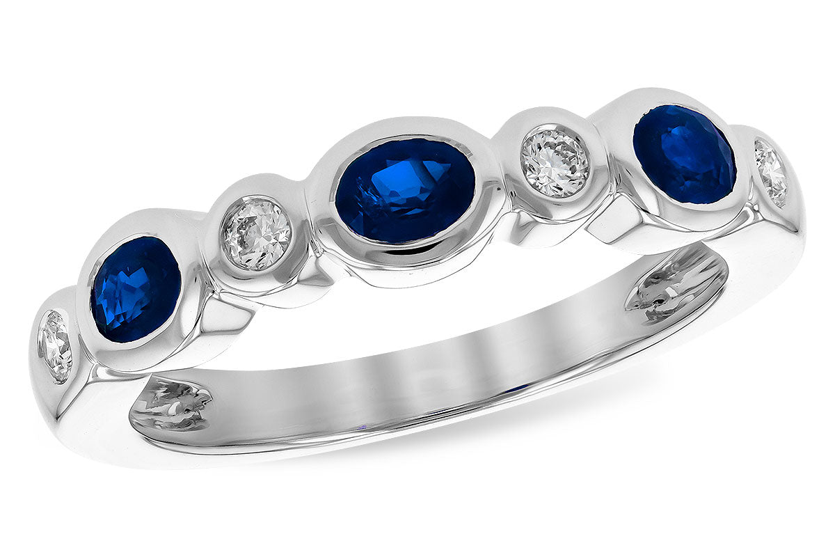 Allison Kaufman Sapphire & Diamond Wedding Band in 14K White Gold, 0.78 ctw (W2438)