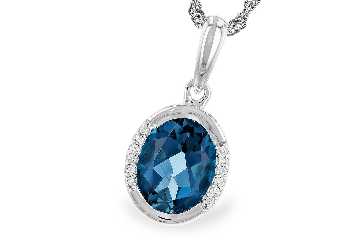 Allison Kaufman London Blue Topaz & Diamond Necklace in 14K White Gold, 1.93 ctw