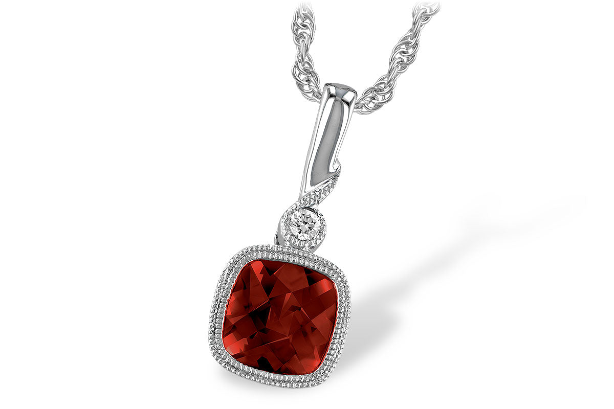 Allison Kaufman Garnet & Diamond Necklace in 14K White Gold, 1.20 ctw