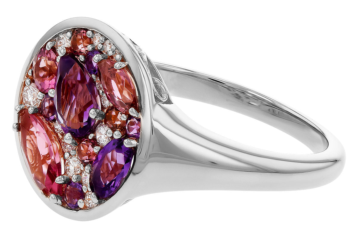 Allison Kaufman Amethyst, Pink Tourmaline & Diamond Ring in 14K White Gold, 1.45 ctw, alternate view