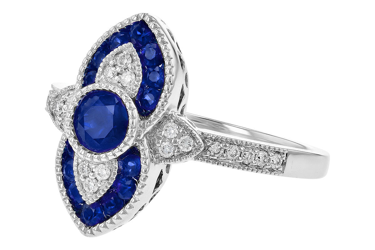 Allison Kaufman Sapphire & Diamond Ring in 14K White Gold, 0.75 ctw (D5837), alternate view
