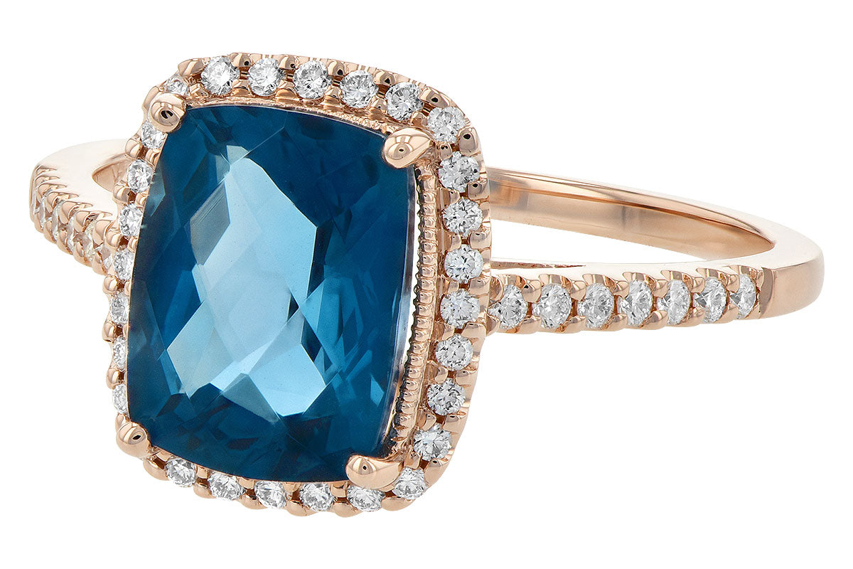 Allison Kaufman London Blue Topaz & Diamond Ring in 14K Rose Gold, 2.62 ctw, alternate view