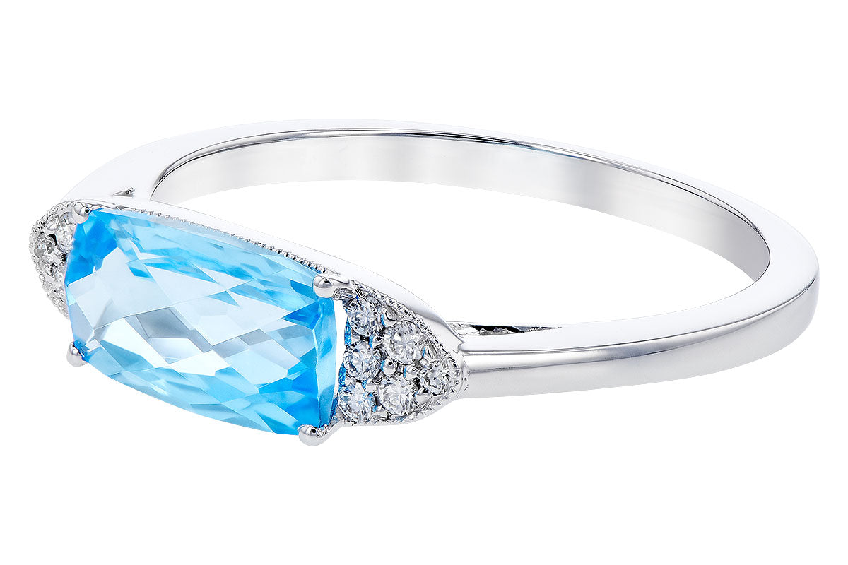 Allison Kaufman Blue Topaz & Diamond Ring in 14K White Gold, 1.52 ctw (D5888), alternate view