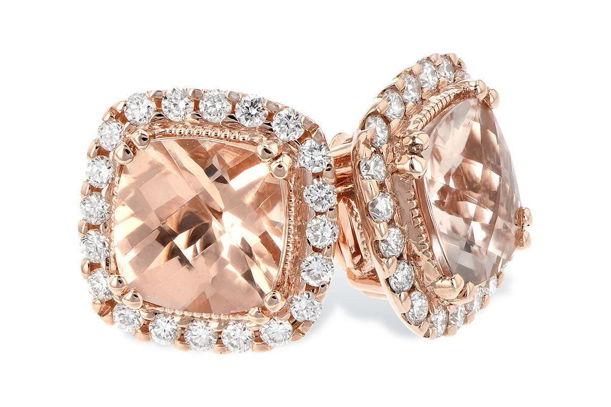 Allison Kaufman Morganite & Diamond Earrings in 14K Rose Gold, 1.88 ctw