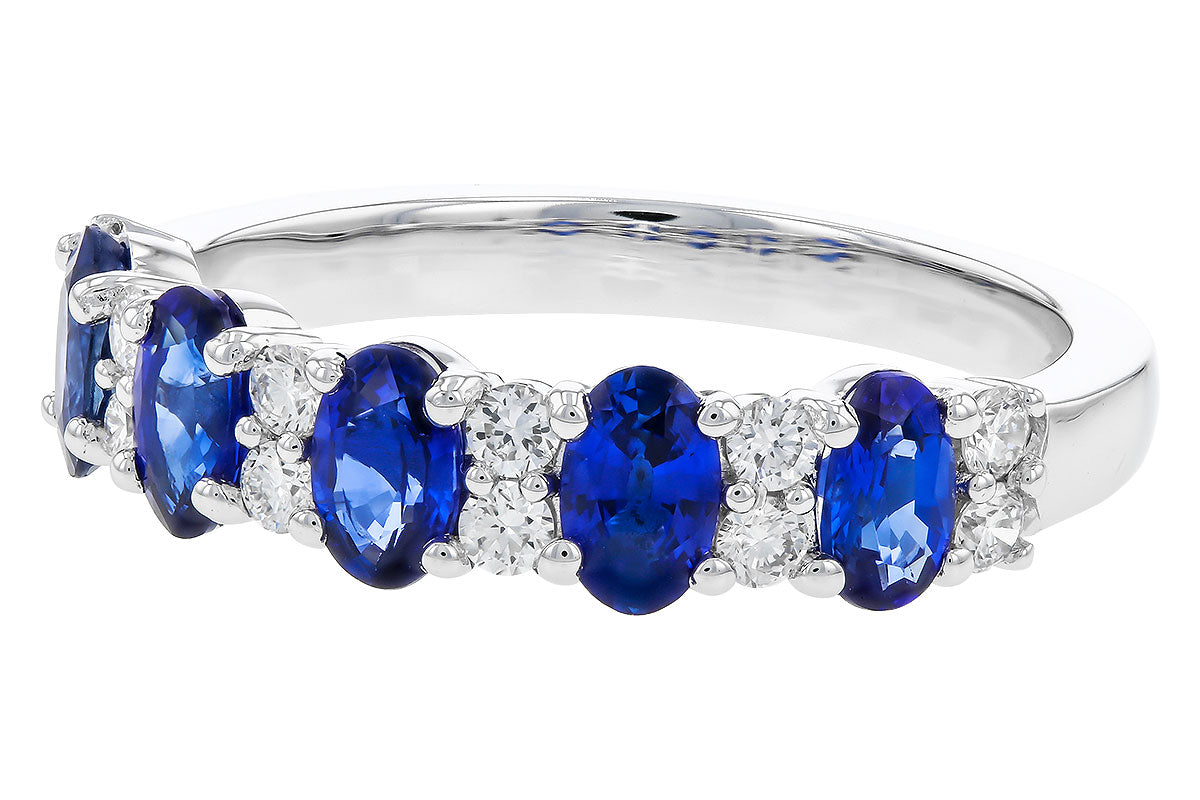 Allison Kaufman Sapphire & Diamond Wedding Band in 14K White Gold, 1.85 ctw, alternate view