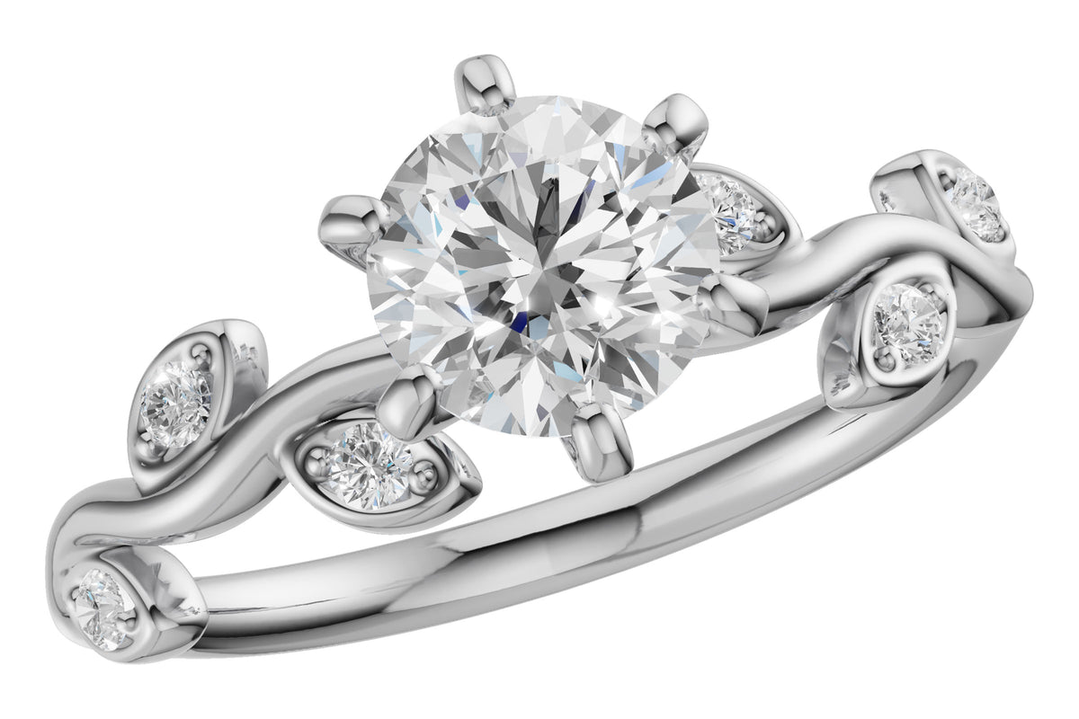 Allison Kaufman Diamond Engagement Ring Semi-Mount in 14K White Gold, 0.12 ctw (L7834)