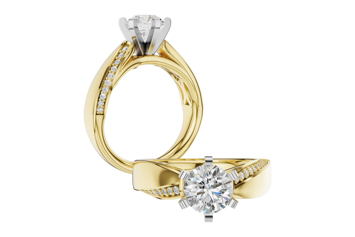 Allison Kaufman Diamond Engagement Ring Semi-Mount in 14K Yellow Gold, 0.12 ctw (L7940), alternate view
