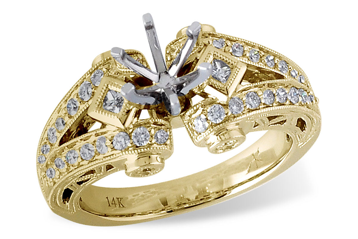 Allison Kaufman Diamond Engagement Ring Semi-Mount in 14K Yellow Gold, 0.63 ctw