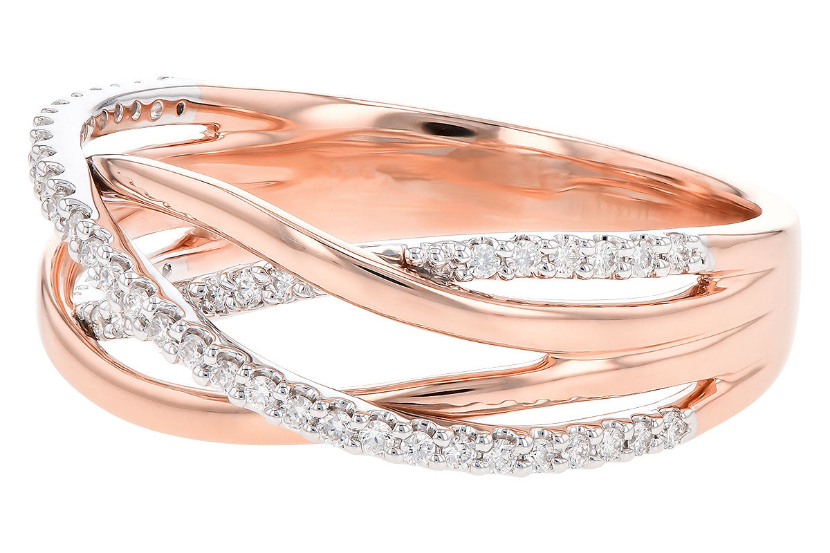 Allison Kaufman Diamond Wedding Band in 14K Rose & White Gold, 0.17 ctw, alternate view