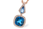 Allison Kaufman London Blue Topaz & Diamond Necklace in 14K Rose Gold, 2.40 ctw (N8397)