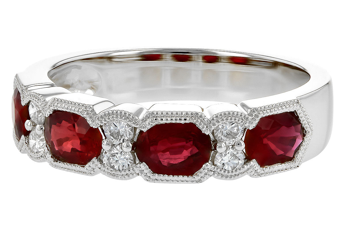 Allison Kaufman Ruby & Diamond Wedding Band in 14K White Gold, 1.84 ctw, alternate view