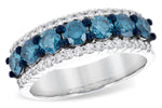 Allison Kaufman Blue Diamond Wedding Band in 14K White Gold, 1.70 ctw