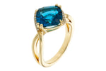 Allison Kaufman London Blue Topaz & Diamond Ring in 14K Yellow Gold, 4.50 ctw, alternate view