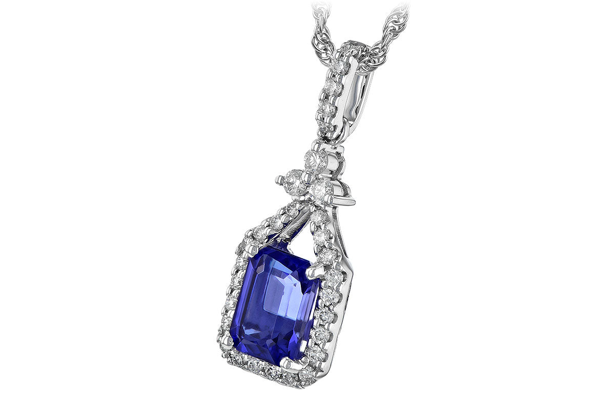 Allison Kaufman Tanzanite & Diamond Necklace in 14K White Gold, 1.72 ctw, alternate view