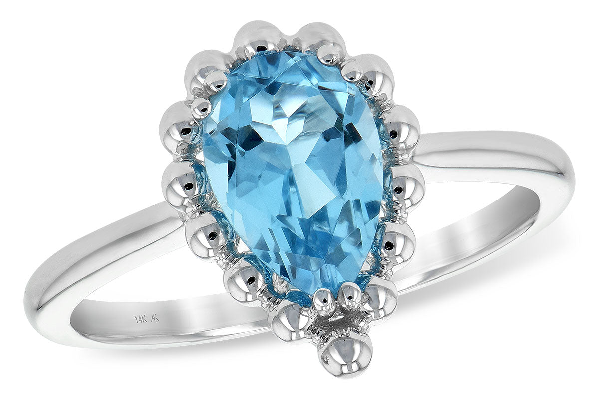 Allison Kaufman Blue Topaz Ring in 14K White Gold, 1.55 ctw