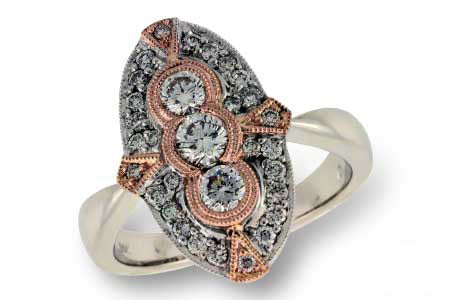 Allison Kaufman Diamond Ring in 14K Two-Tone Gold, 0.80 ctw