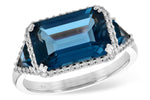 Allison Kaufman London Blue Topaz & Diamond Ring in 14K White Gold, 4.82 ctw