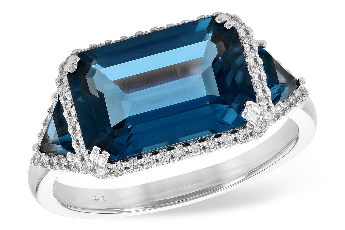 Allison Kaufman London Blue Topaz & Diamond Ring in 14K White Gold, 4.82 ctw