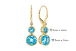 Allison Kaufman Blue Topaz & Diamond Earrings in 14K Yellow Gold, 3.27 ctw, alternate view