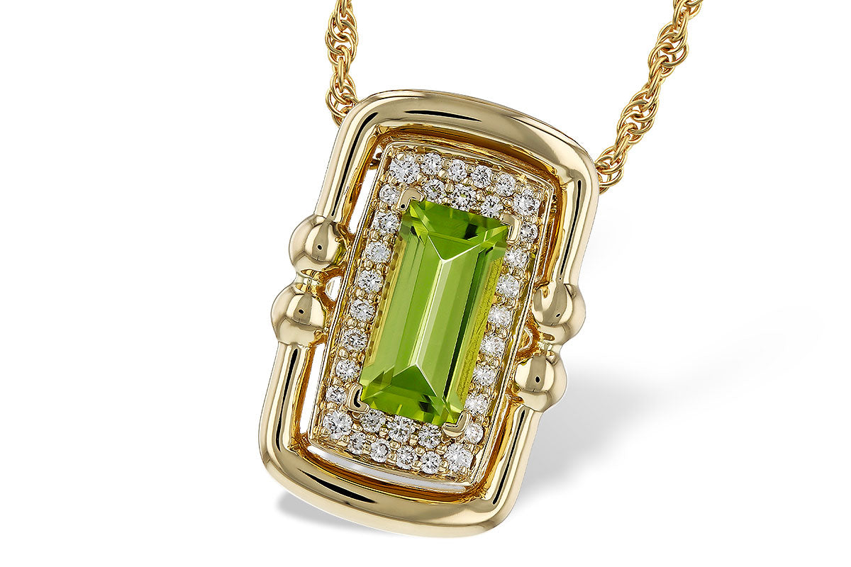 Allison Kaufman Peridot & Diamond Necklace in 14K Yellow Gold, 0.84 ctw