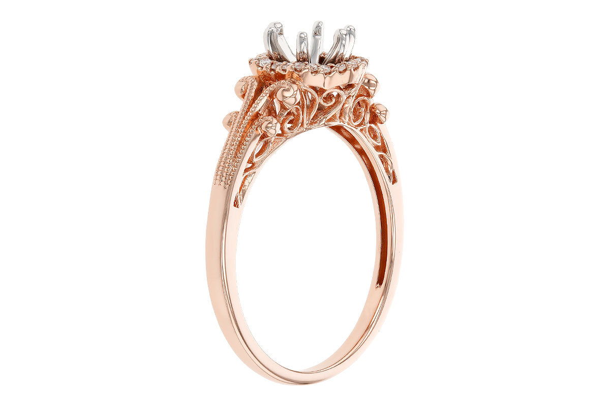 Allison Kaufman Diamond Engagement Ring Semi-Mount in 14K Rose Gold, 0.08 ctw (L7865), alternate view
