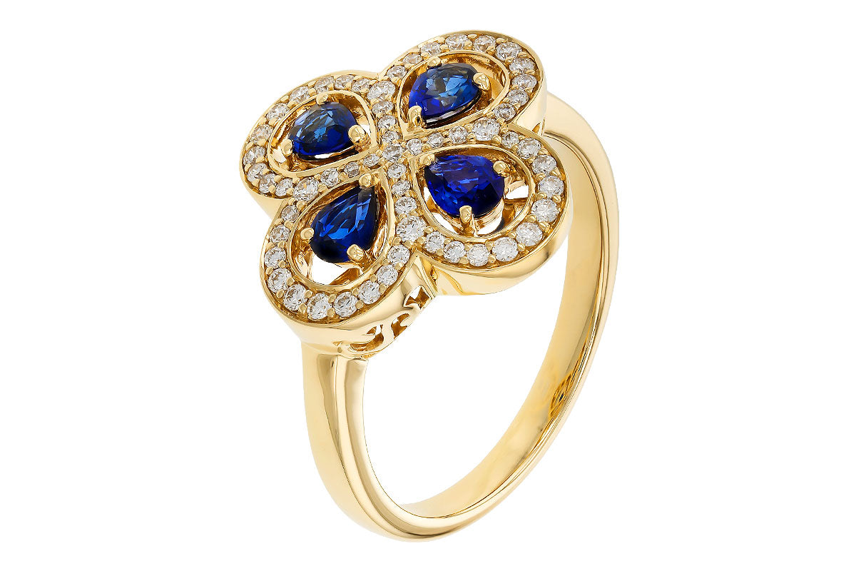 Allison Kaufman Sapphire & Diamond Ring in 14K Yellow Gold, 0.96 ctw, alternate view