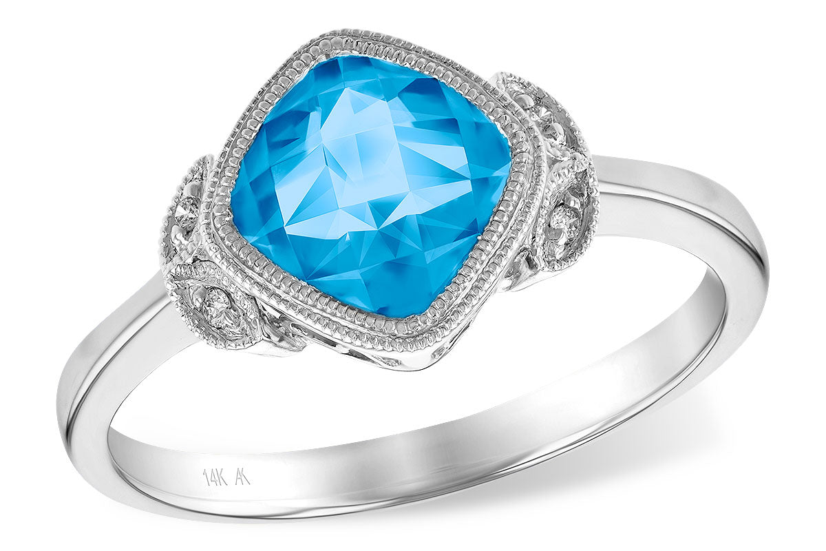 Allison Kaufman Blue Topaz & Diamond Ring in 14K White Gold, 1.65 ctw (X18945)