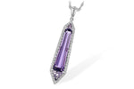 Allison Kaufman Amethyst & Diamond Necklace in 14K White Gold, 2.85 ctw