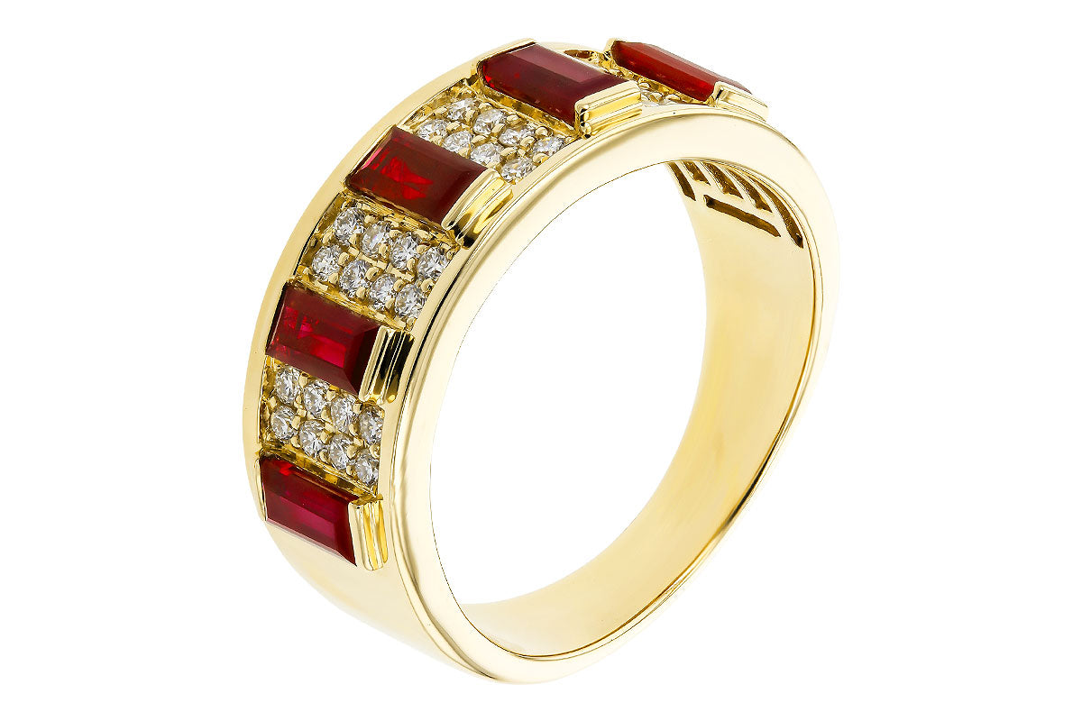 Allison Kaufman Ruby & Diamond Wedding Band in 14K Yellow Gold, 1.69 ctw, alternate view