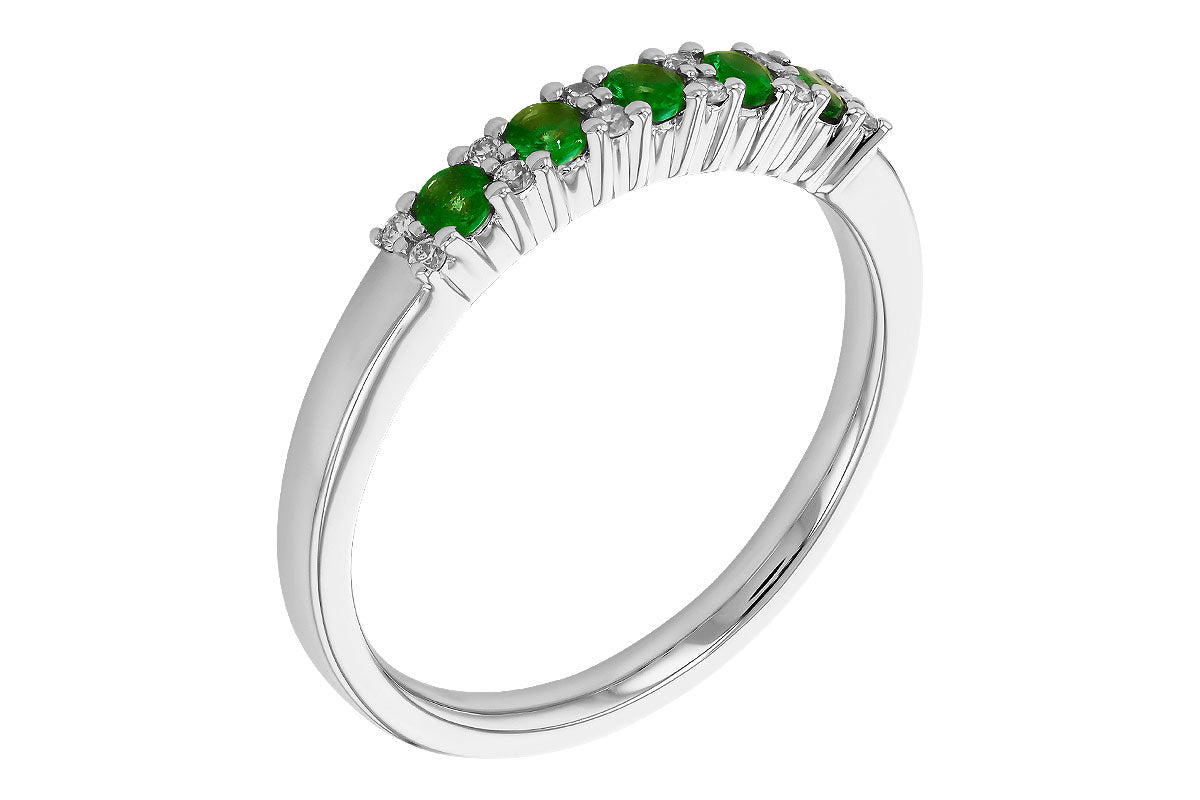 Allison Kaufman Emerald & Diamond Wedding Band in 14K White Gold, 0.27 ctw, alternate view