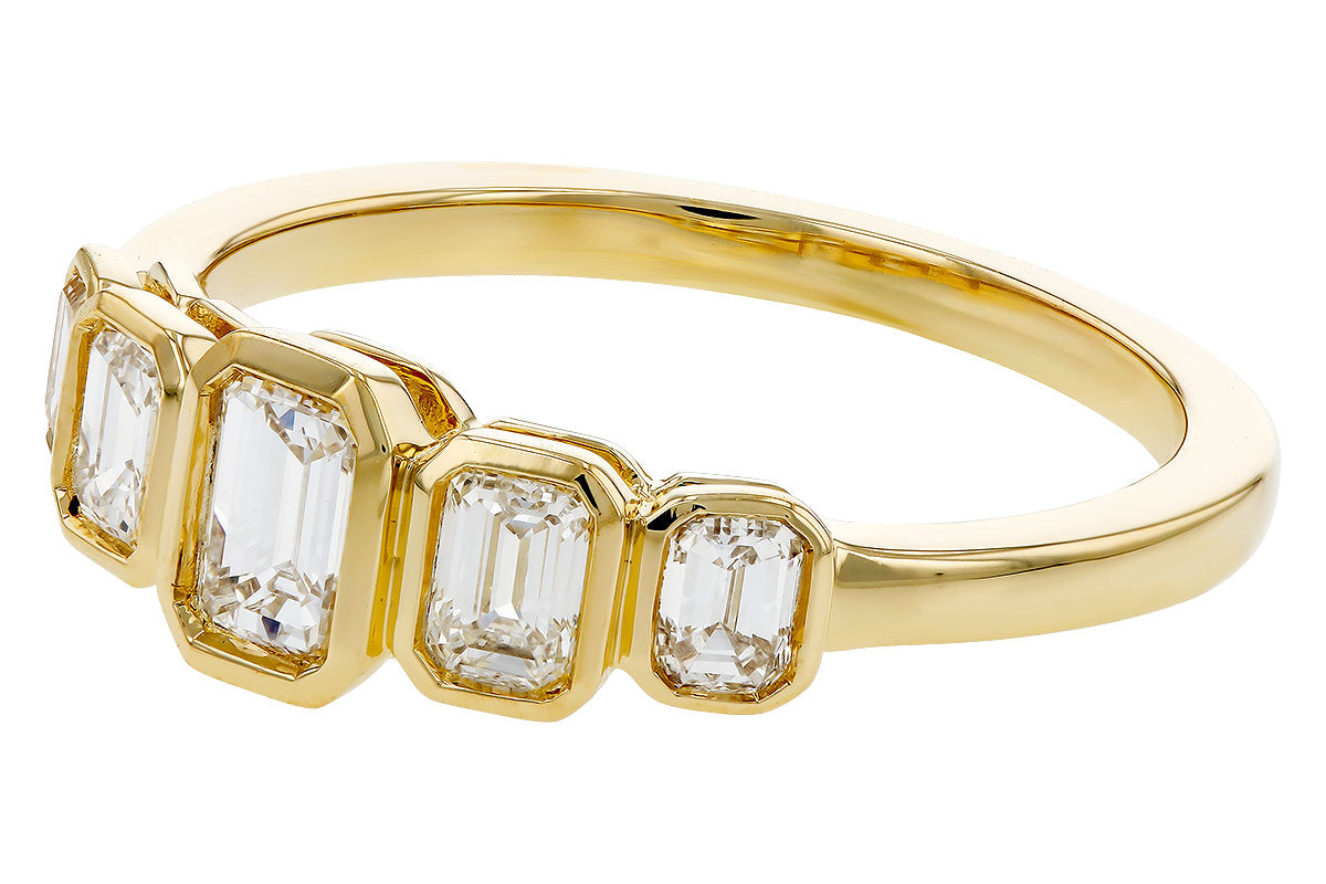Allison Kaufman Fancy-Cut Diamond Wedding Band in 14K Yellow Gold, 0.90 ctw, alternate view