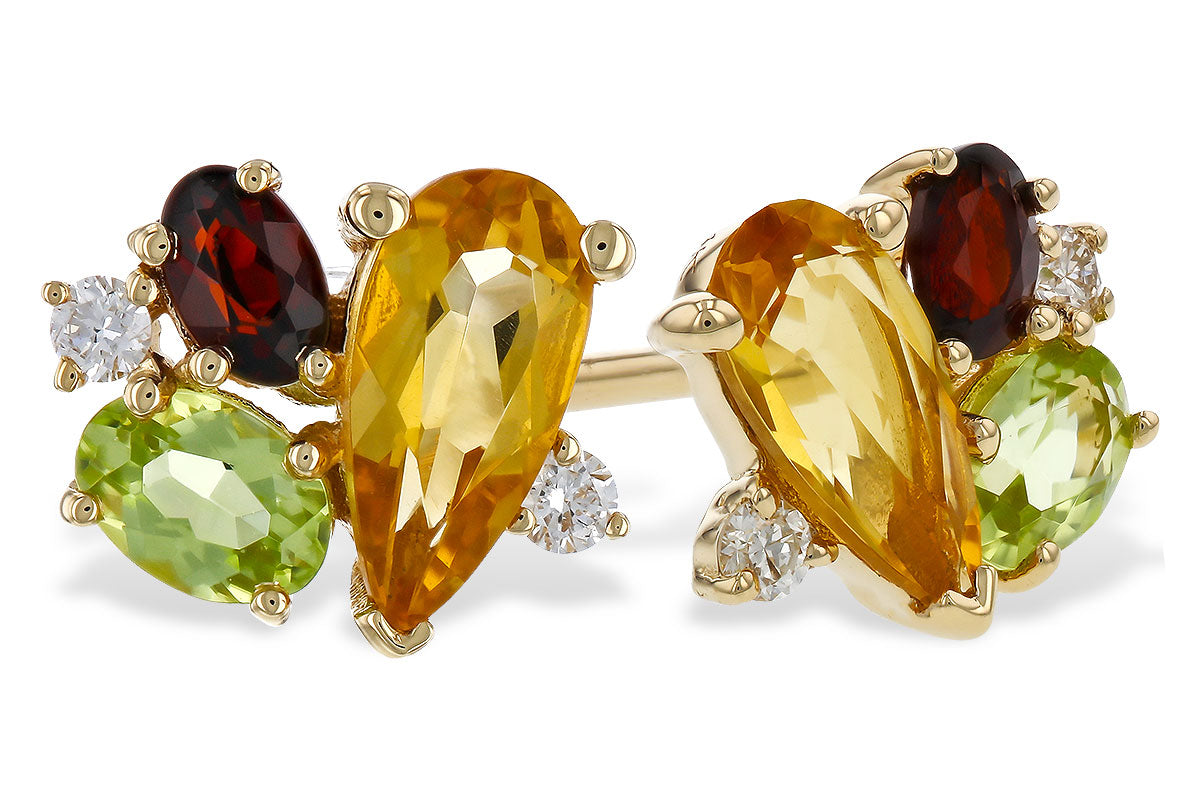 Allison Kaufman Multi-Gemstone & Diamond Earrings in 14K Yellow Gold, 0.70 ctw