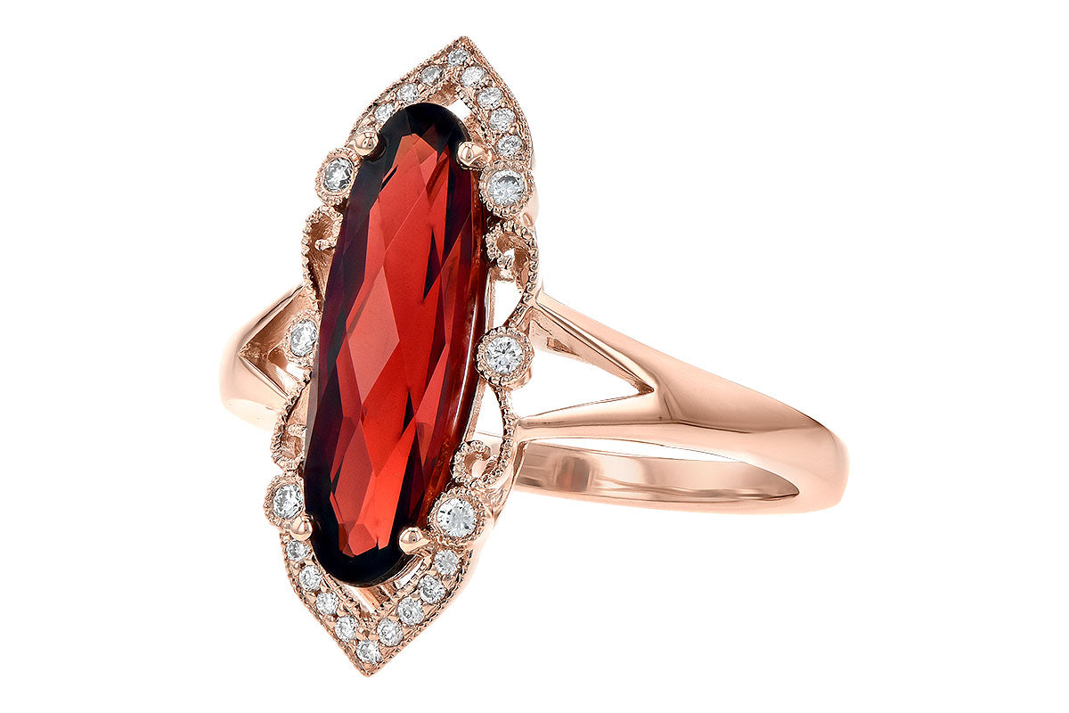 Allison Kaufman Garnet & Diamond Ring in 14K Rose Gold, 2.70 ctw, alternate view