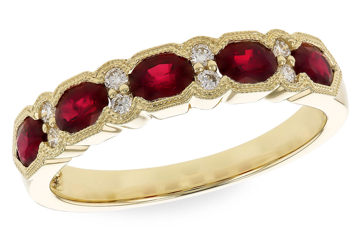 Allison Kaufman Ruby & Diamond Wedding Band in 14K Yellow Gold, 1.00 ctw