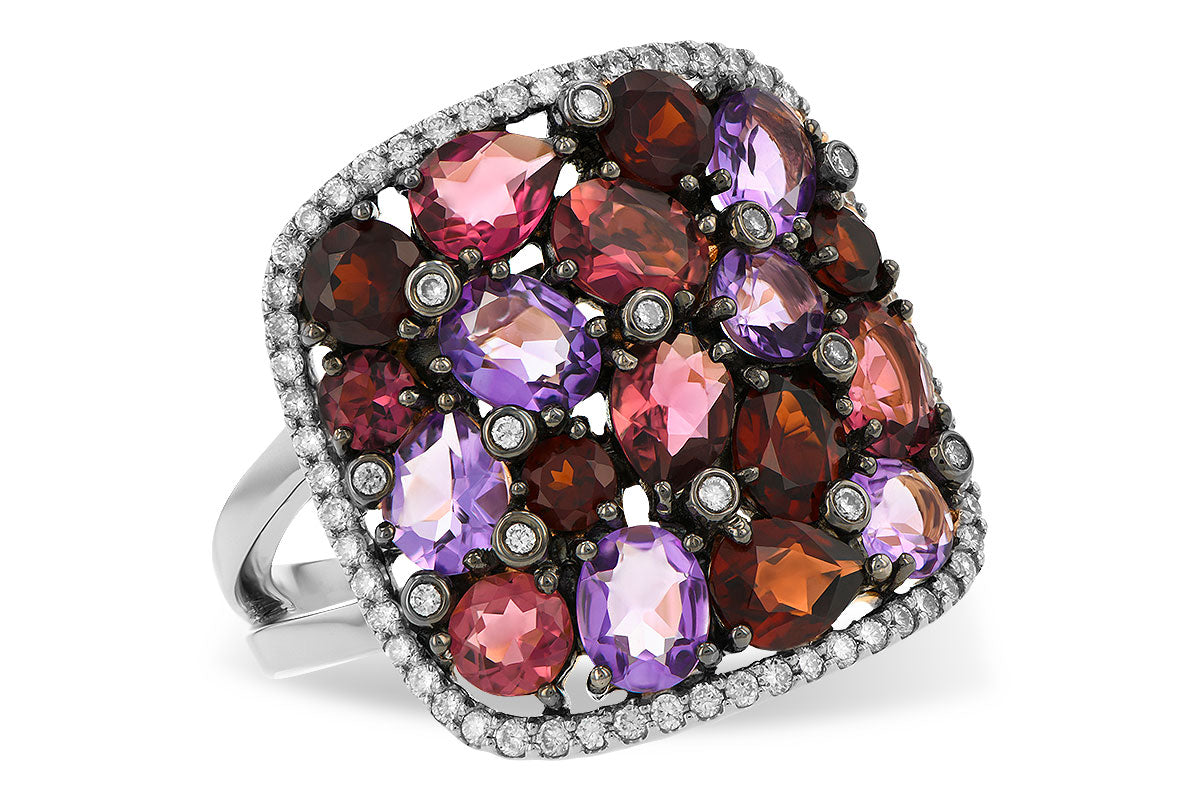 Allison Kaufman Multi-Gemstone & Diamond Ring in 14K White Gold, 3.30 ctw