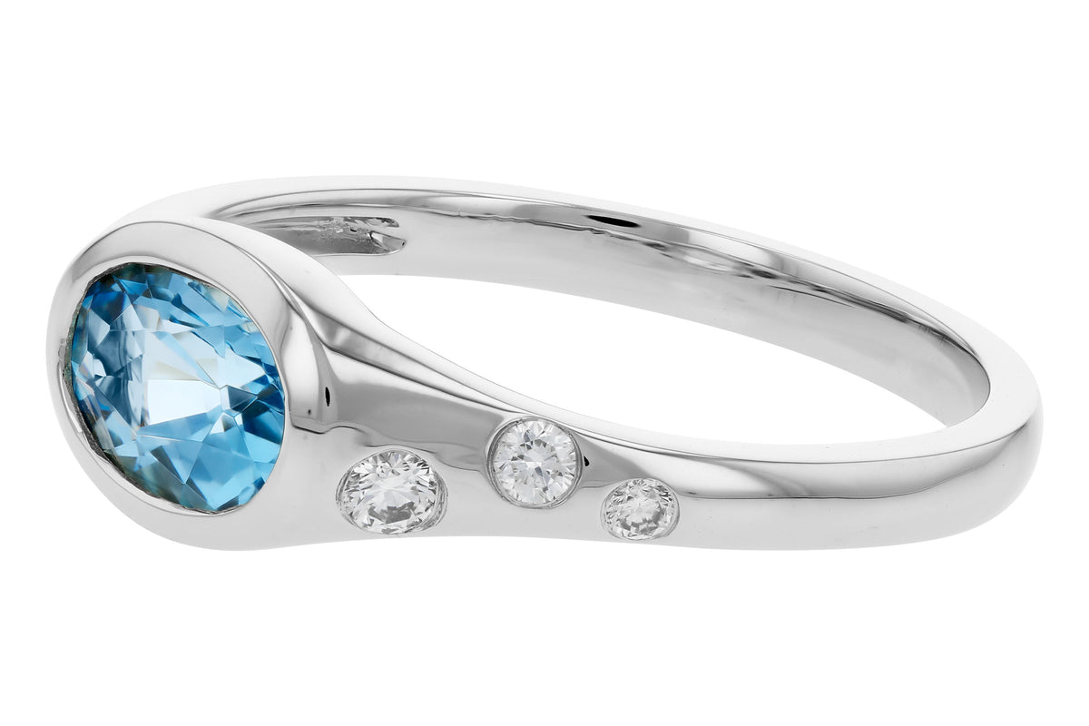 Allison Kaufman Blue Topaz & Diamond Ring in 14K White Gold, 1.08 ctw, alternate view